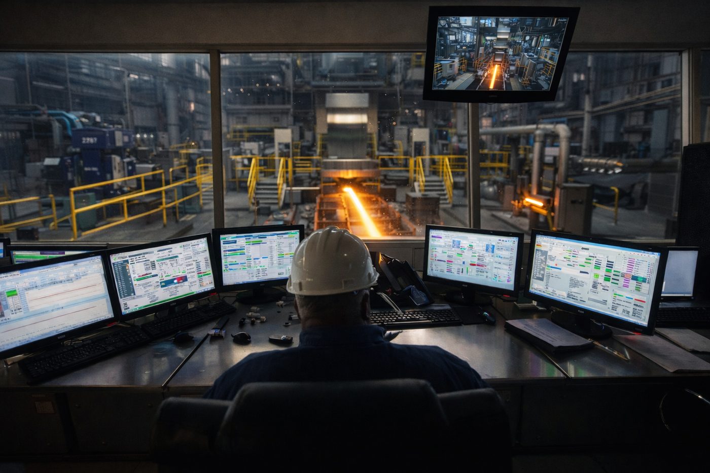 Steel plant operator control room